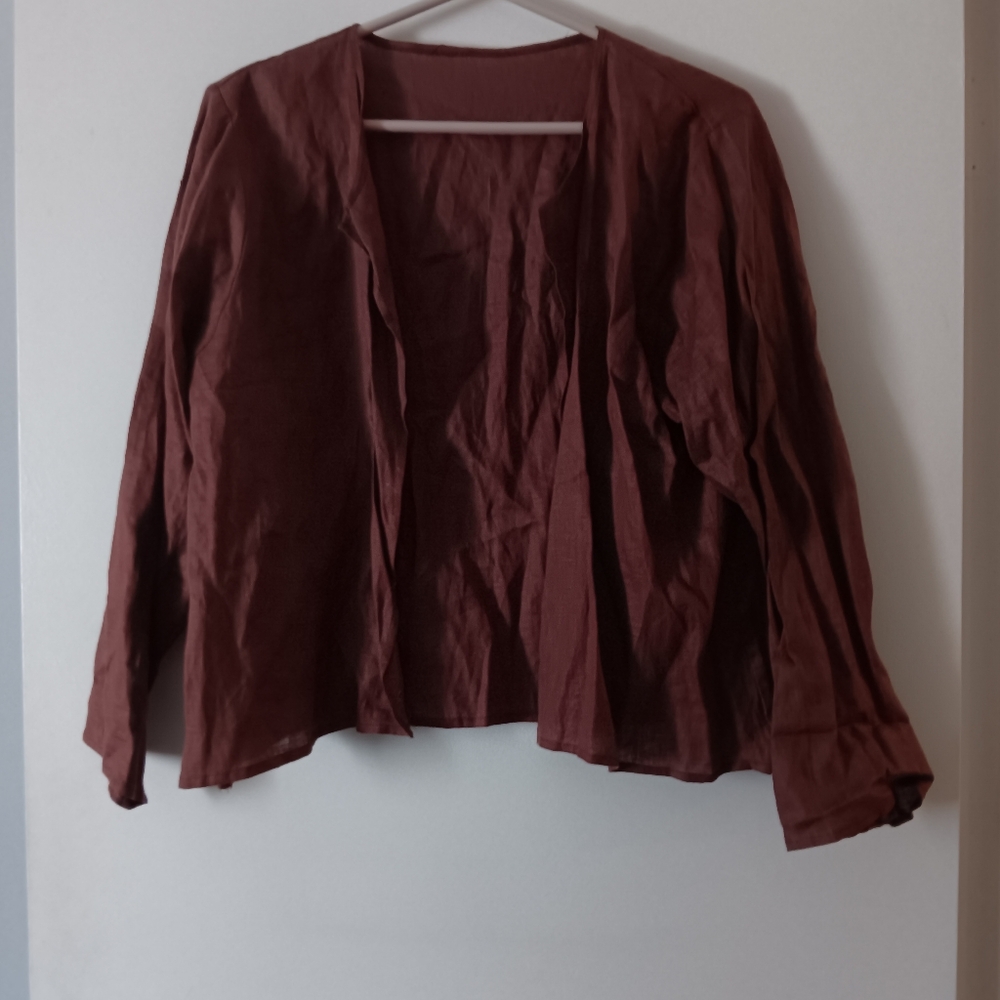 HEYDARI Rust Brown Pure Linen Jacket L